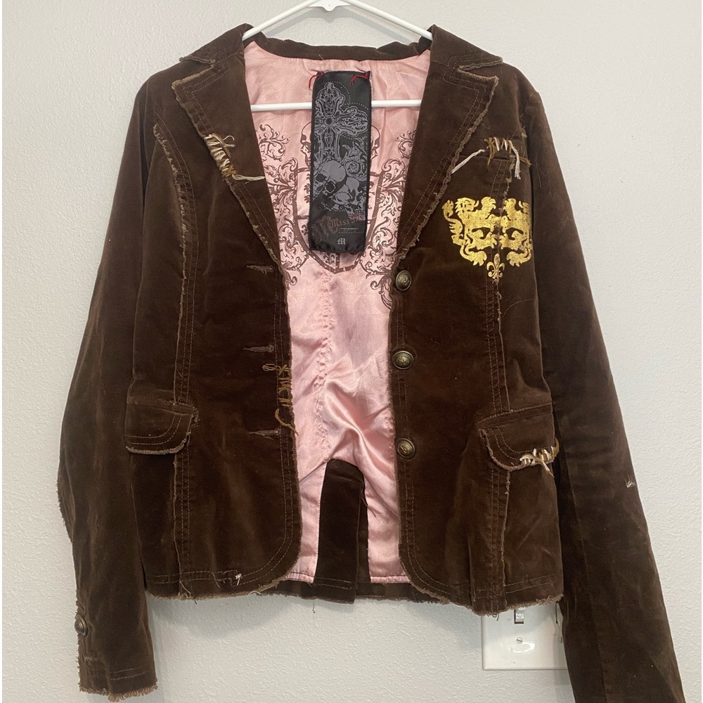 Miss Me Gold Collection brown Velvet Jacket Blazer size medium